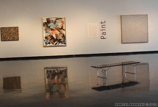 Author :Andrew Kear, Associate Curator of Canadian Historical Art   Date : 20/08/2009 In the usual order:"Ouvri" by Marcel Barbeau (1956), "Arbre du Tenarem", by Marcelle Ferron (1962) et "Rétina 999" by Marcel Barbeau (1966).